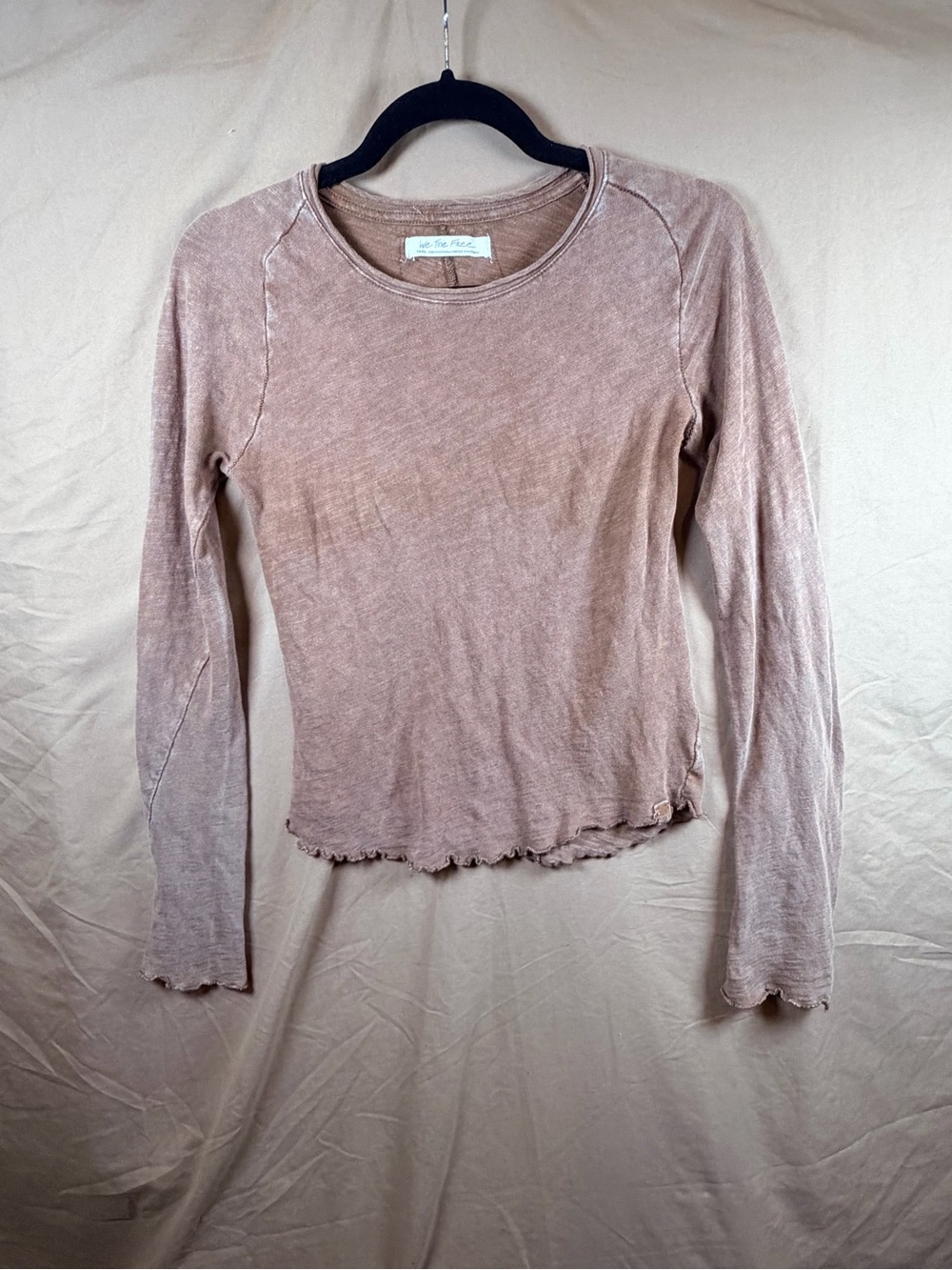 We The Free Free People Y2K Washed Long Sleeve Top Grunge Boho S